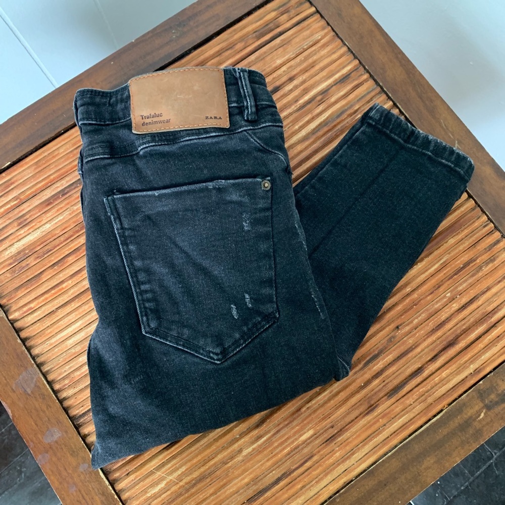 ZARA TRAFALUC DENIMWEAR BLACK DISTRESSED JEANS 6